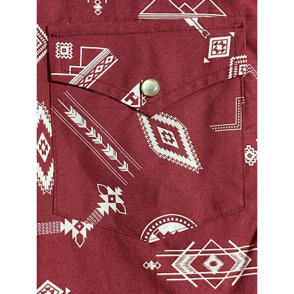 Wrangler Women’s Aztec Shirt – Size Medium, Desert Red, Long Sleeve Western - Picture 5 of 8